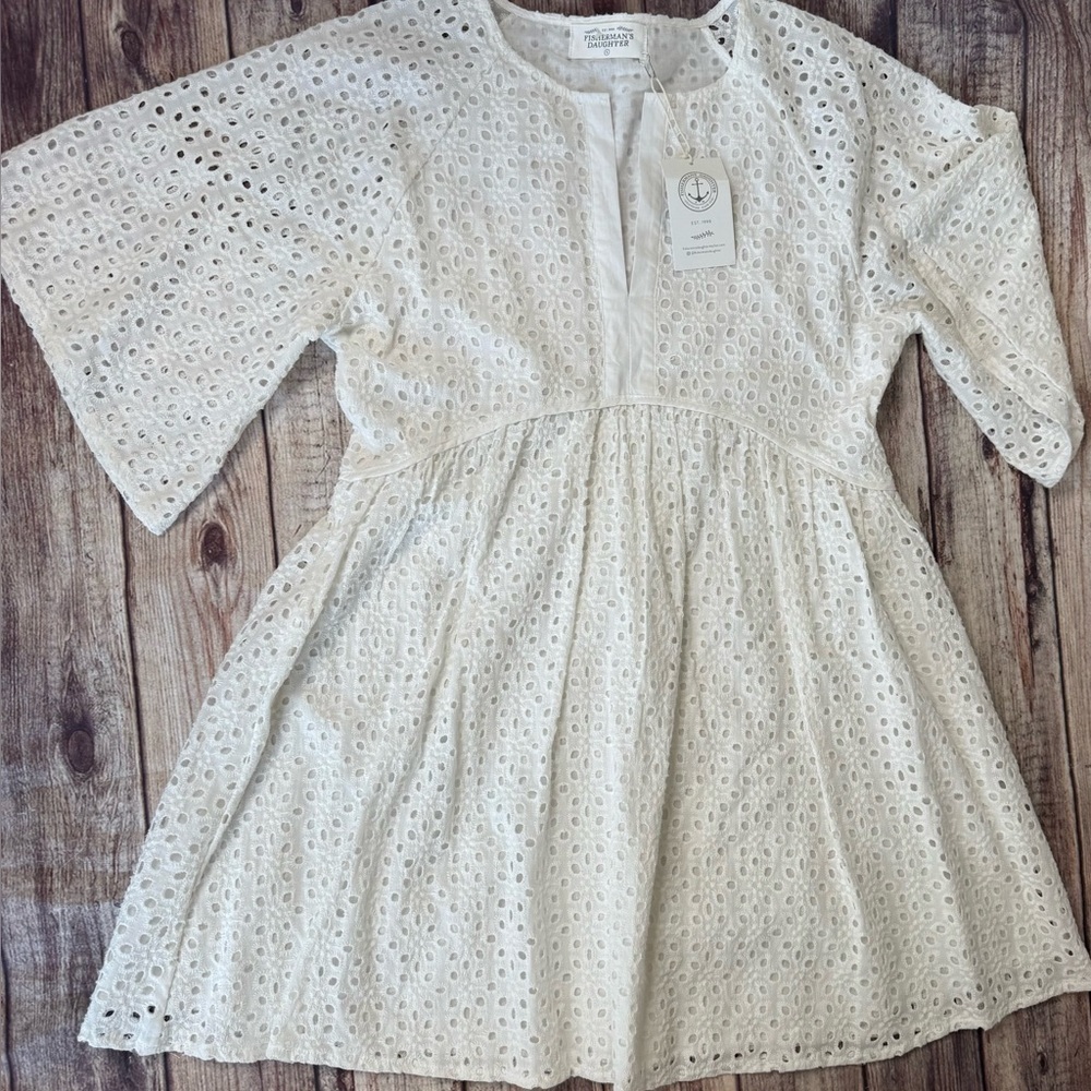 Fisherman's Daughter White Eyelet Dress Small Boutique NEW 1542